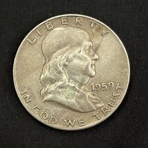 1959-D Ben Franklin Silver Half Dollar - Circulated - Collectible Coins